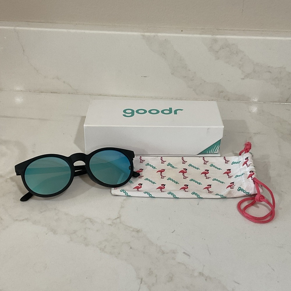 Goodr Midnight Ramble at Circle Bar Polarized Sunglasses Black Round Mirrored